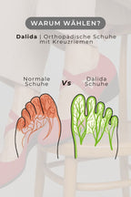 Chaussures orthopédiques femme à brides croisées, semelle amortie