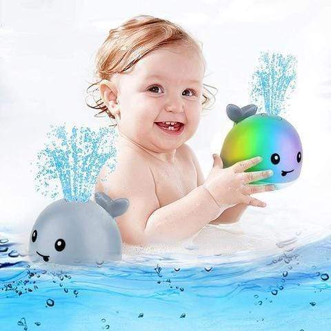 Jouet de bain baleine lumineuse à jet d'eau pour bébé