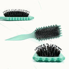 Brosse pour cheveux bouclés à picots souples, vert ou marron