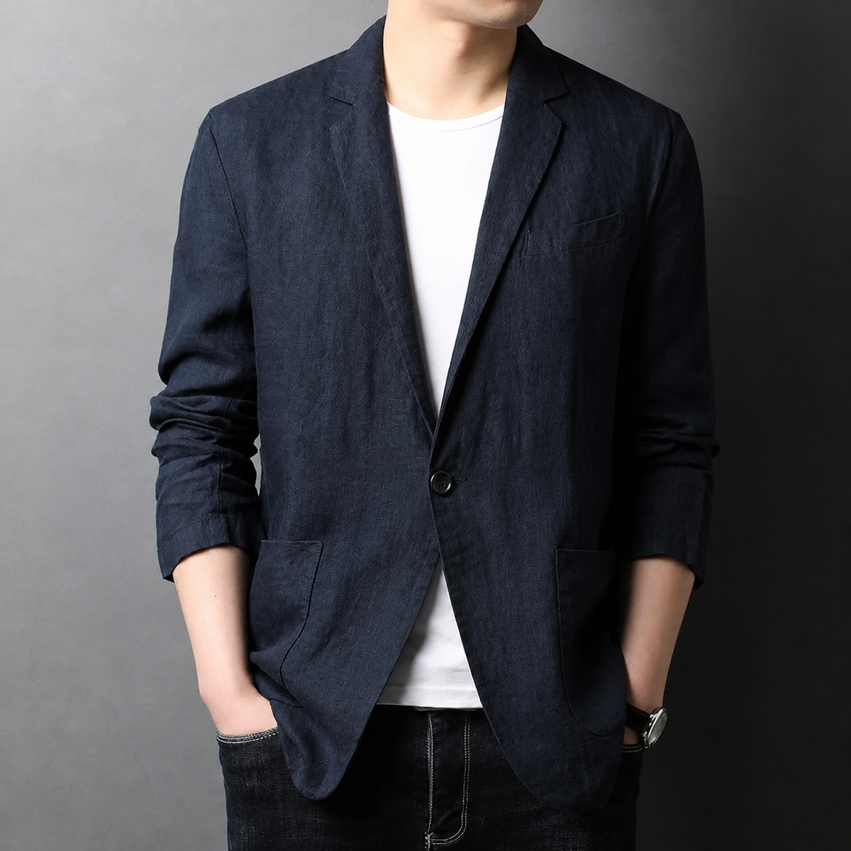 Blazer homme léger pour l'été, coupe moderne, du S au 3XL, bleu marine