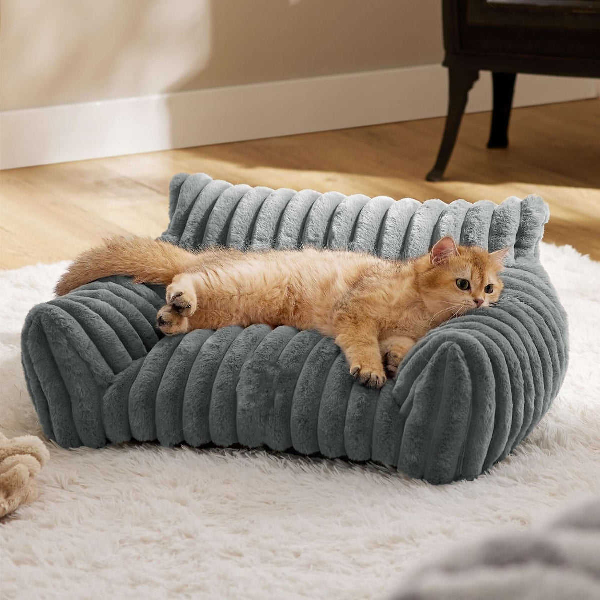 Lit orthopédique pour chien en mousse, housse lavable, trois tailles, gris foncé