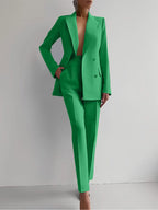 Ensemble blazer et pantalon slim femme, huit coloris, vert menthe