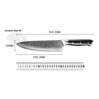 Couteau de chef japonais 8 pouces, lame Damas VG10, manche bois