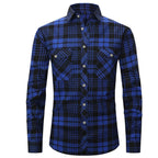 Chemise en flanelle homme à carreaux, quatre coloris, S au 3XL, bleu vif
