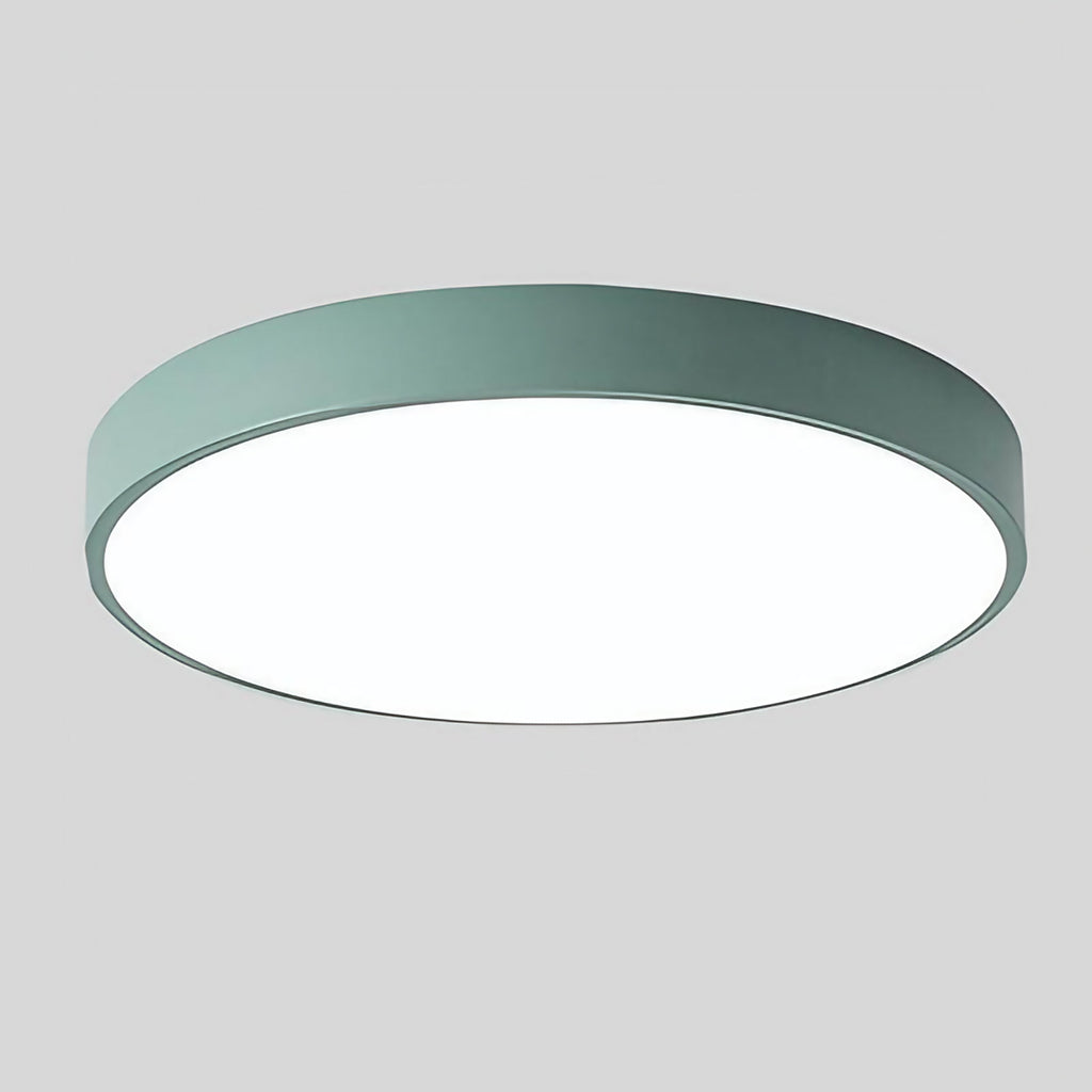 Plafonnier LED rond style scandinave, finition bois en option, vert