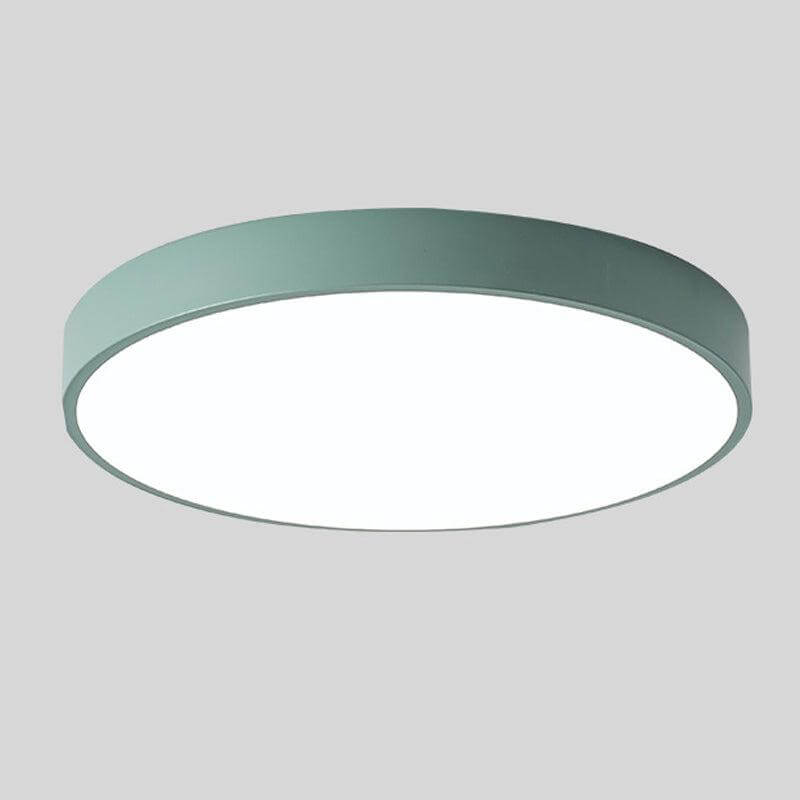 Plafonnier LED rond style scandinave, finition bois en option, vert