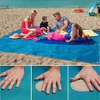 Couverture de plage anti-sable pour 5 à 8 adultes, bleu