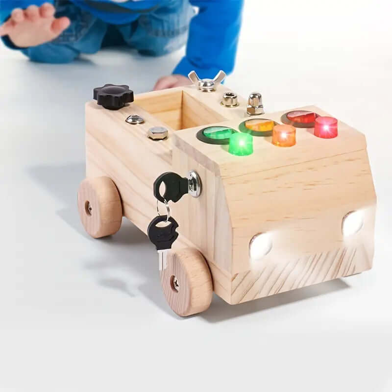 Tableau d'activités en bois pour enfant, LED, vis et écrous