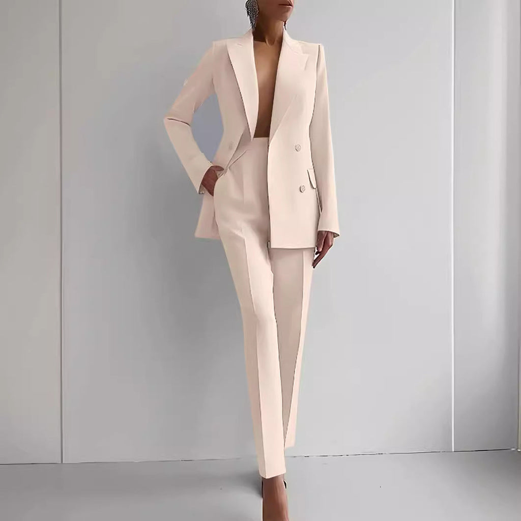 Ensemble blazer et pantalon slim femme, huit coloris, beige