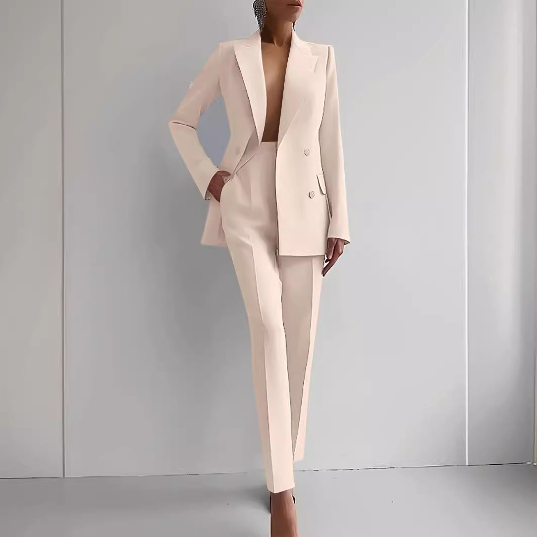 Ensemble blazer et pantalon slim femme, huit coloris, beige