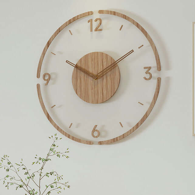 Horloge murale en bois de style scandinave, silencieuse, 30 ou 35 cm