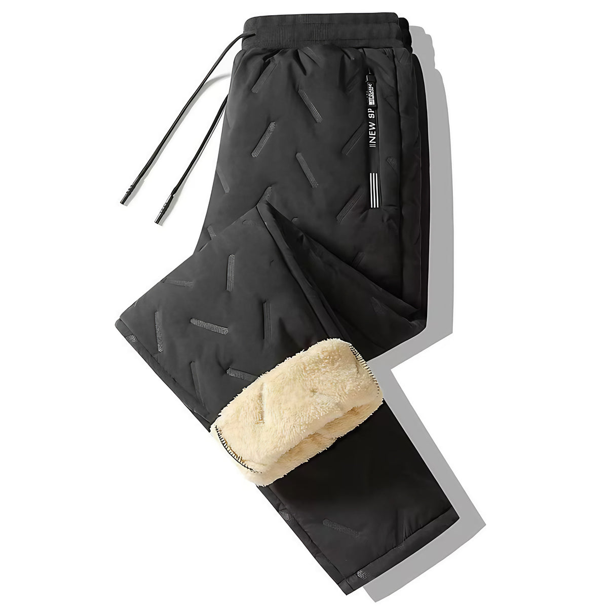 Pantalon thermique femme doublé sherpa, tissu imperméable, noir
