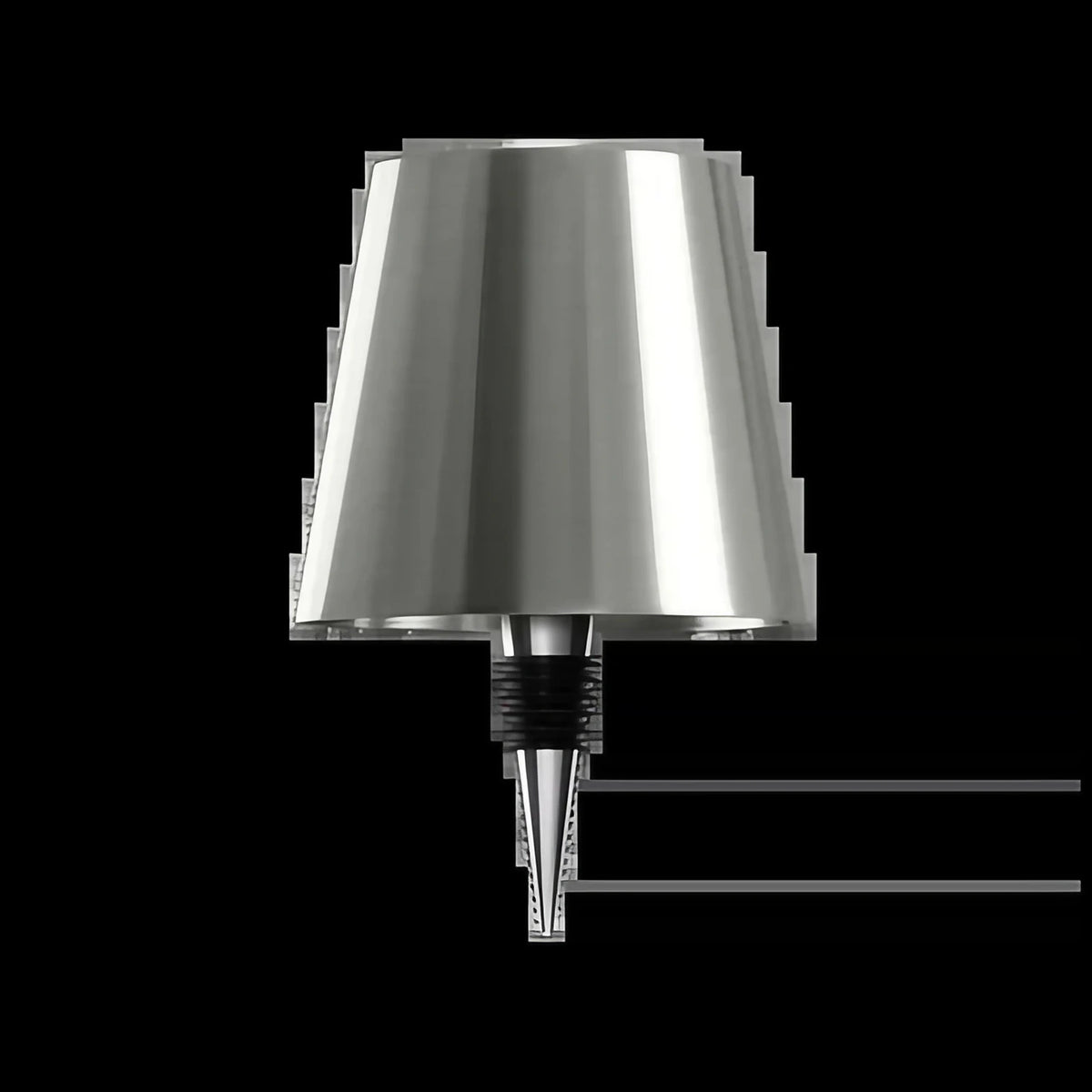 Lampe sans fil à poser sur une bouteille, rechargeable USB-C, argenté