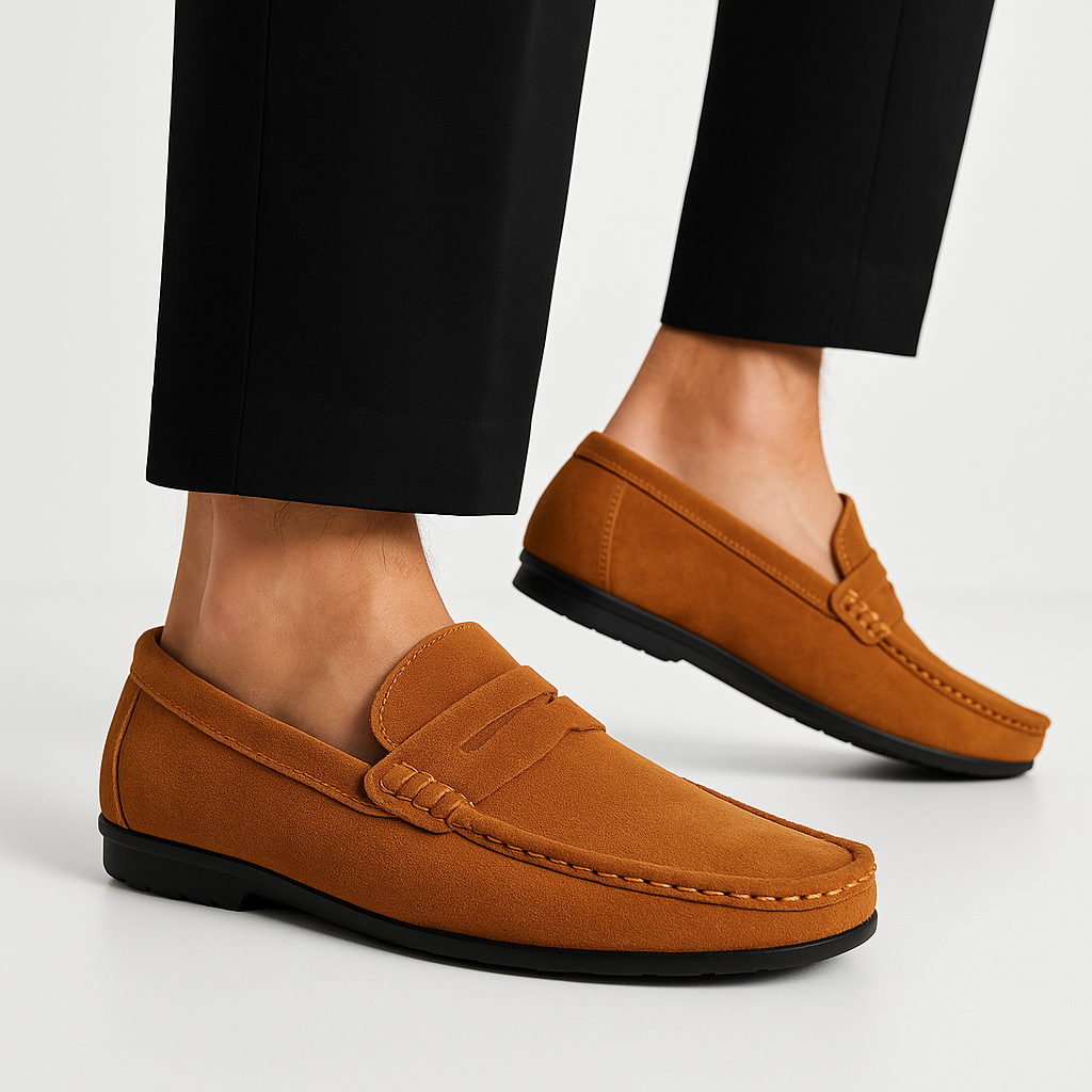 Mocassins homme à enfiler, semelle intérieure rembourrée, du 38 au 50, bronze