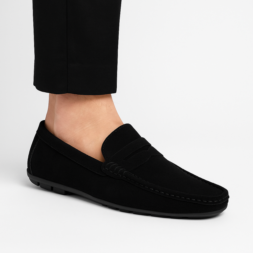Mocassins homme à enfiler, semelle intérieure rembourrée, du 38 au 50, noir
