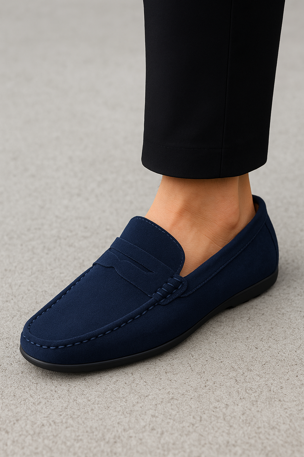 Mocassins homme à enfiler, semelle intérieure rembourrée, du 38 au 50, bleu marine