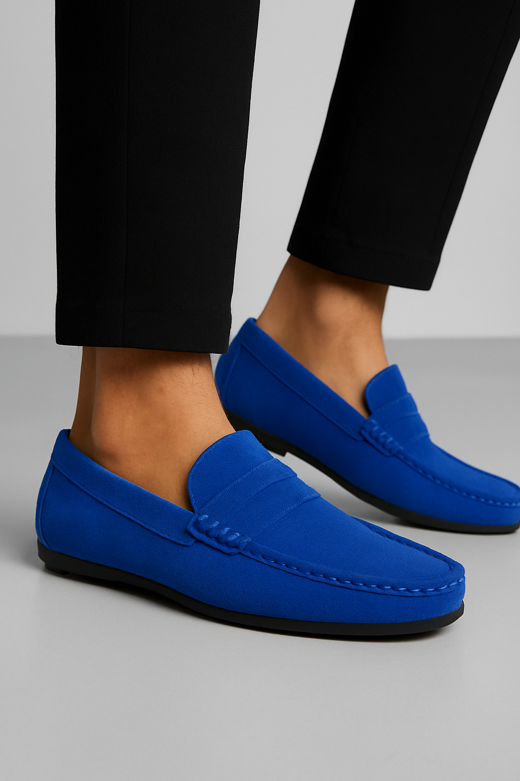 Mocassins homme à enfiler, semelle intérieure rembourrée, du 38 au 50, bleu aqua