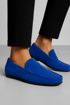 Mocassins homme à enfiler, semelle intérieure rembourrée, du 38 au 50, bleu aqua