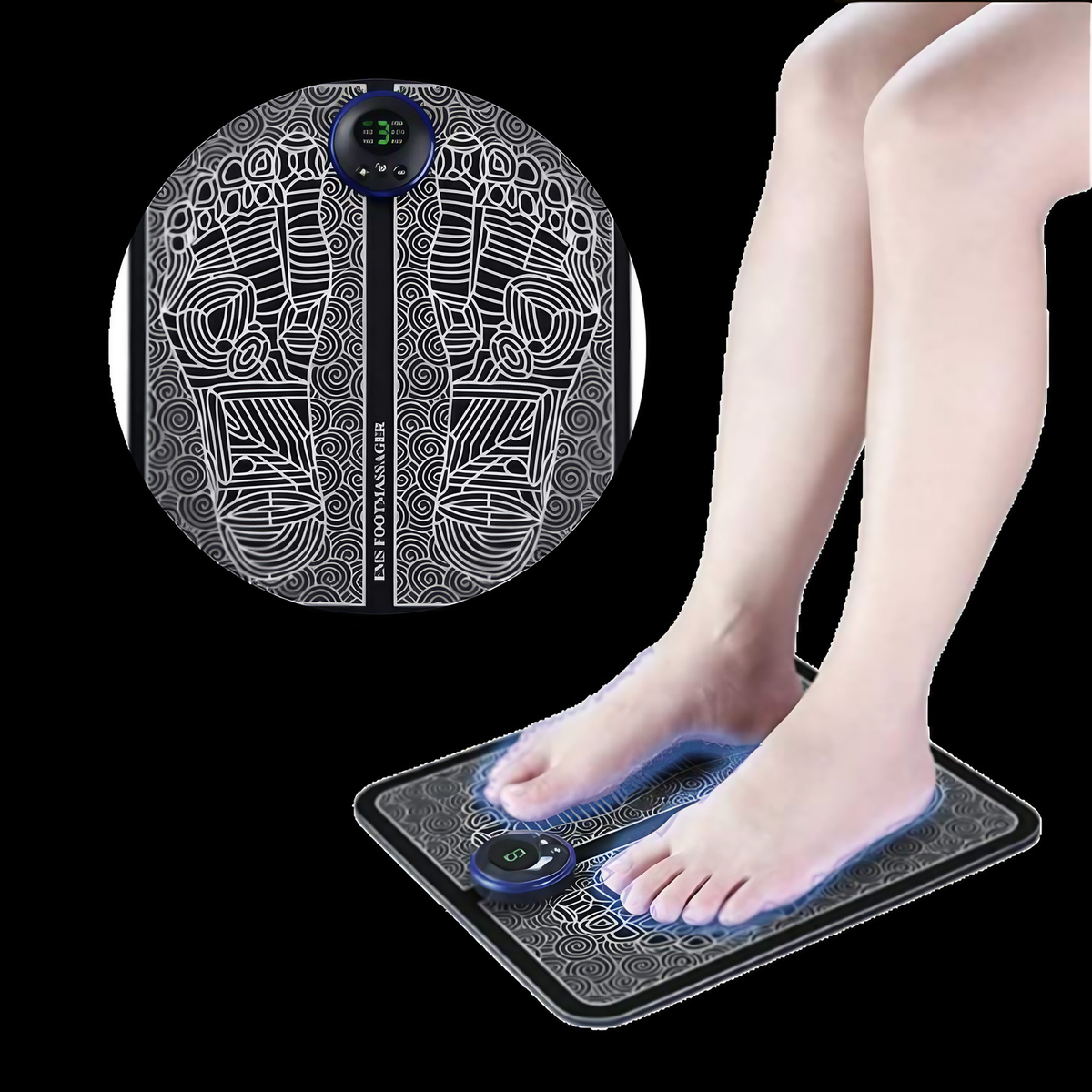 Tapis électrique pour les pieds EMS, pliable, rechargeable USB