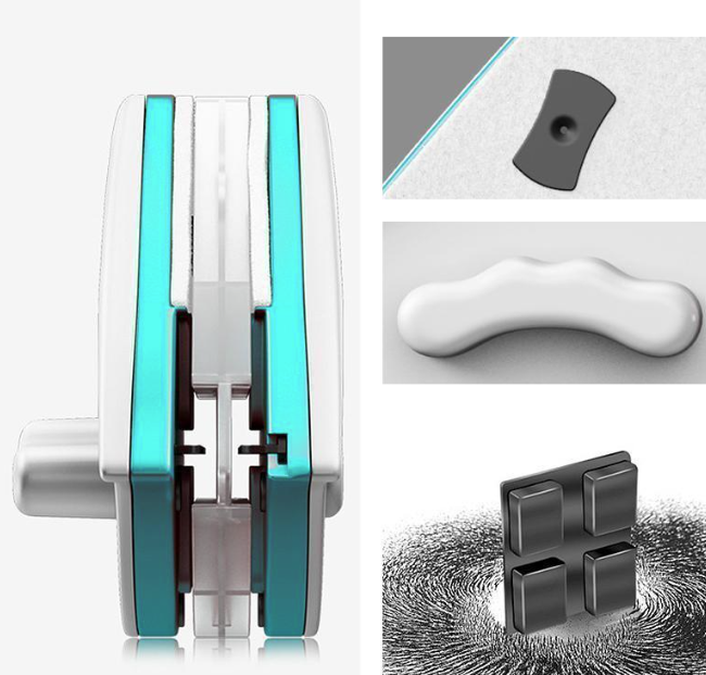 Lave-vitre magnétique double face, réservoir à savon intégré