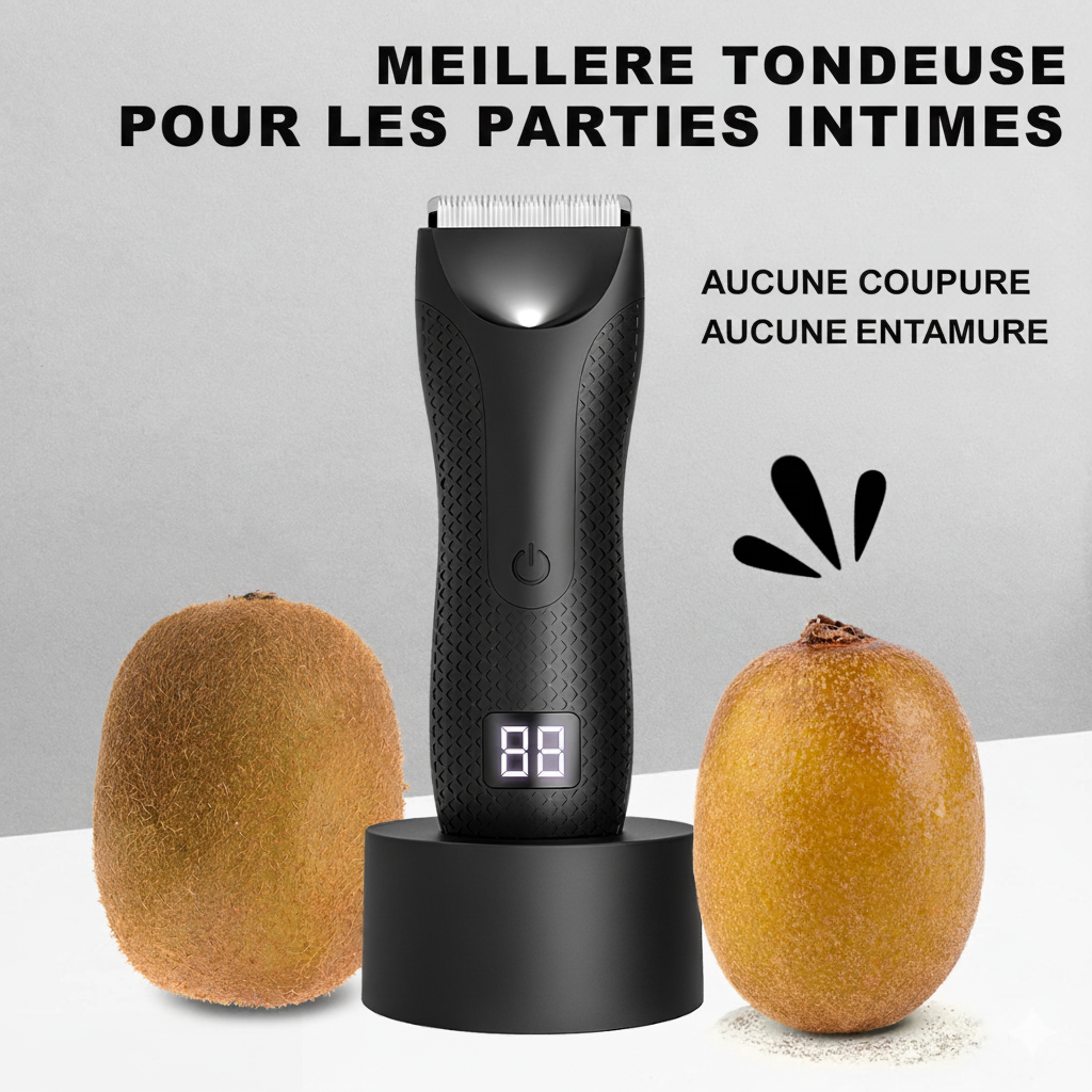 Tondeuse corps homme étanche, voyant LED de batterie