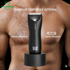 Tondeuse corps homme étanche, voyant LED de batterie