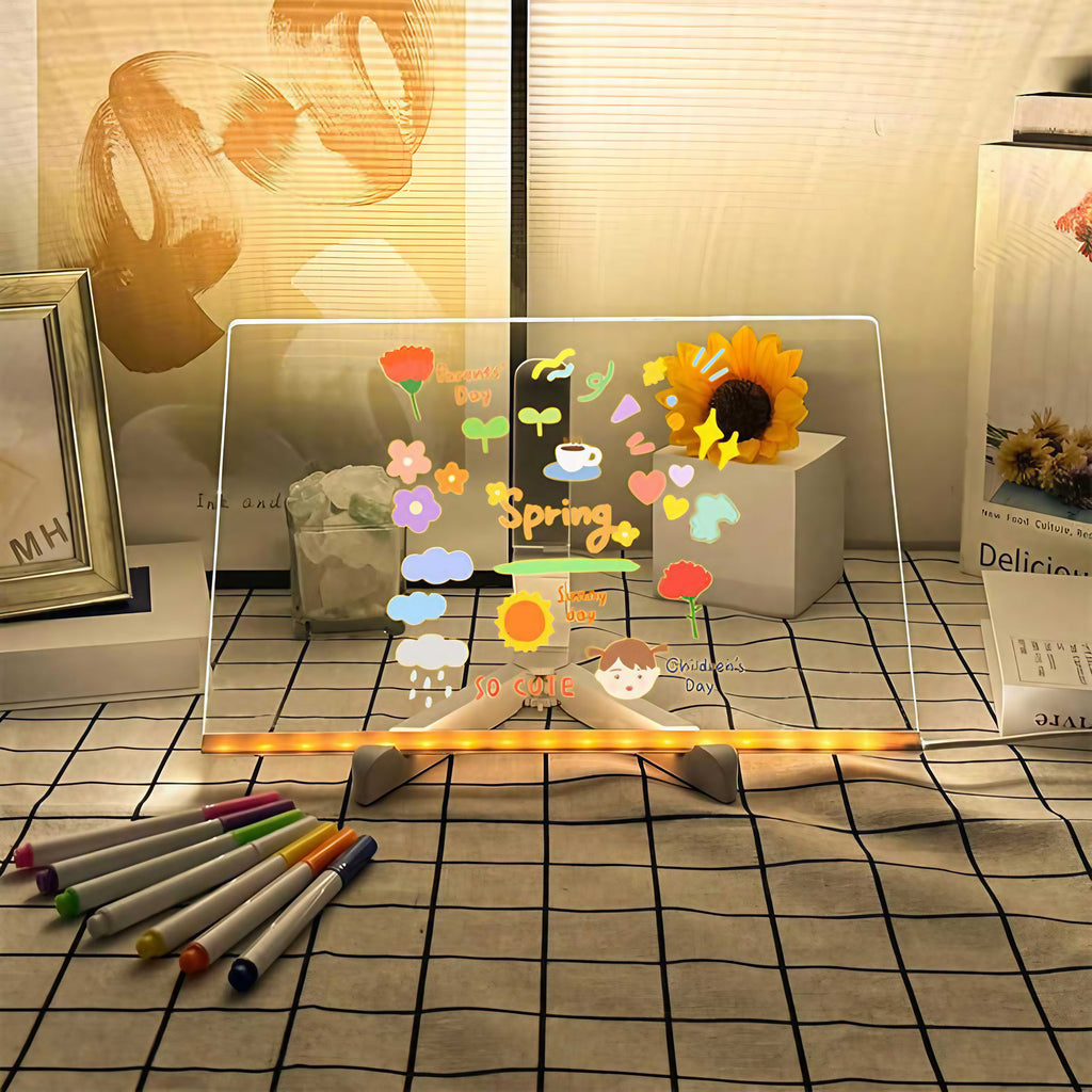 Tableau de dessin lumineux LED pour enfant, stylo 7 couleurs