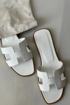 Mules femme plates à bride en H, ligne minimaliste, du 35 au 43