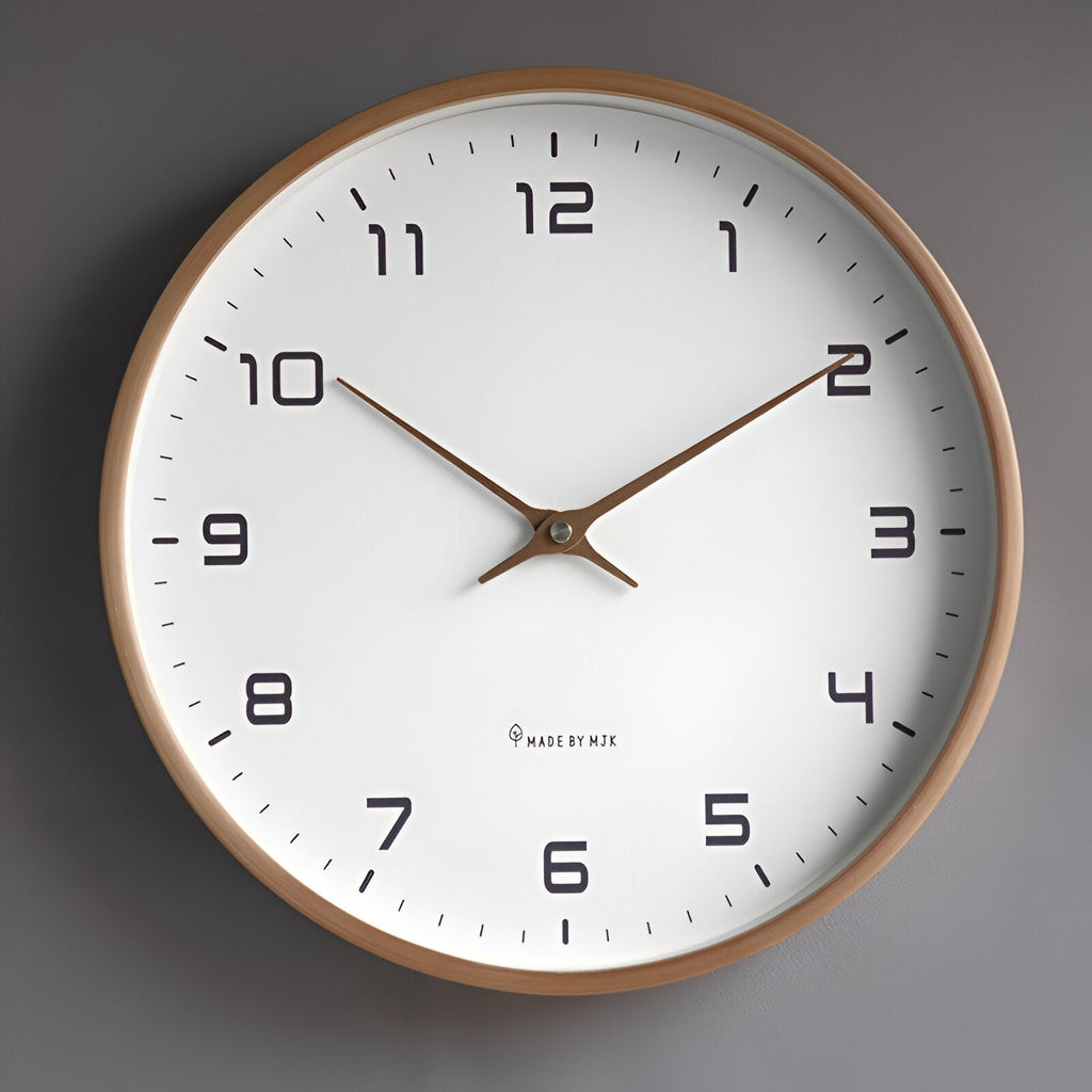 Horloge murale ronde en bois, style scandinave, 25 ou 30 cm, brun