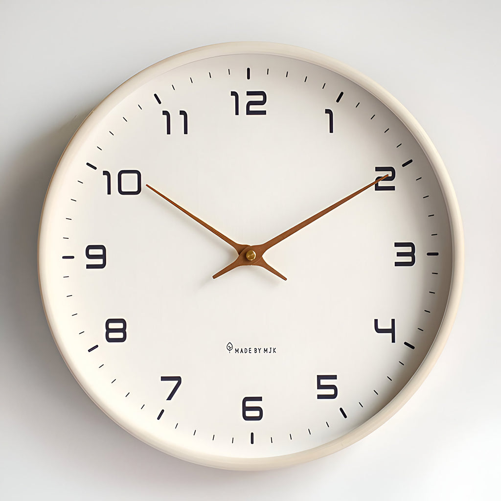 Horloge murale ronde en bois, style scandinave, 25 ou 30 cm, crème