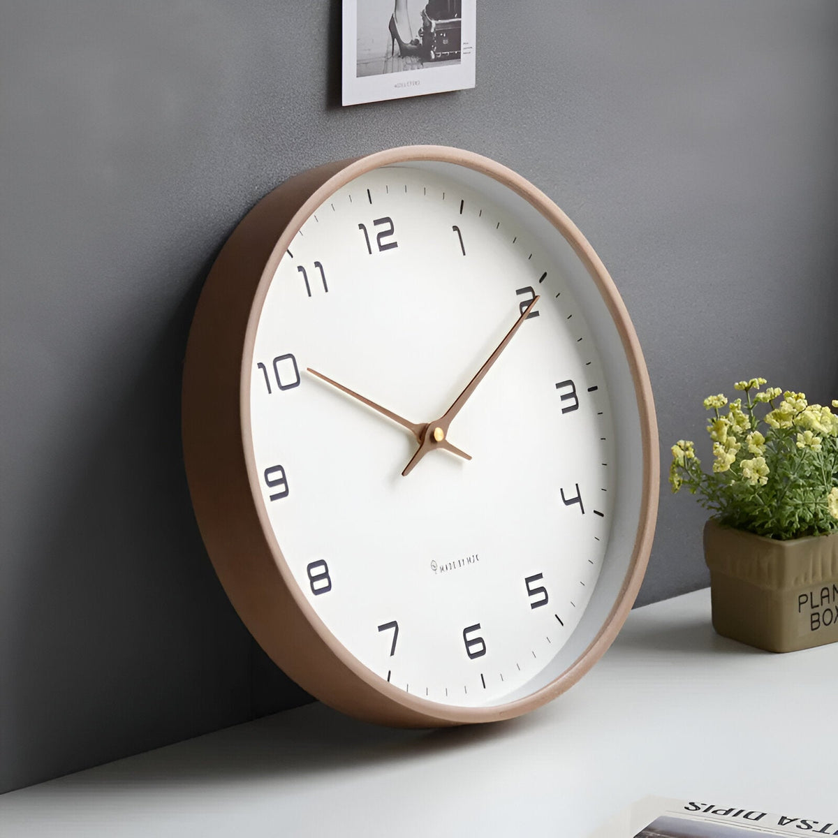 Horloge murale ronde en bois, style scandinave, 25 ou 30 cm