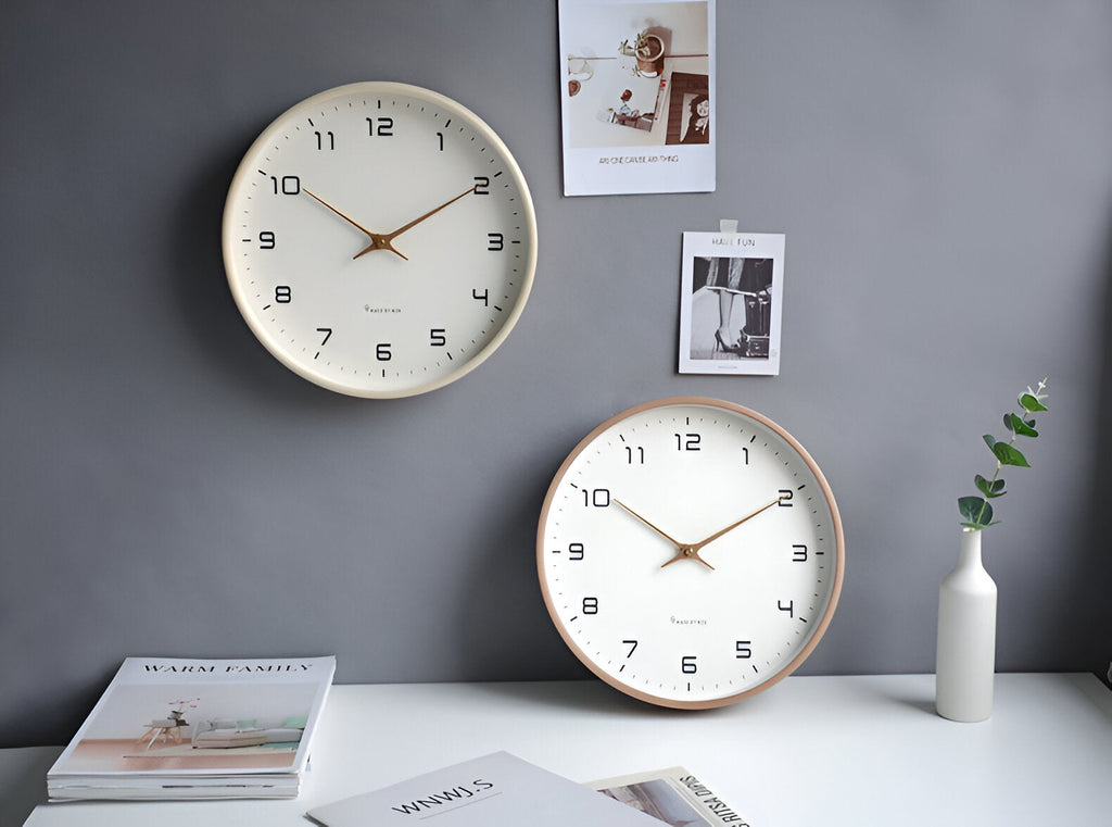 Horloge murale ronde en bois, style scandinave, 25 ou 30 cm