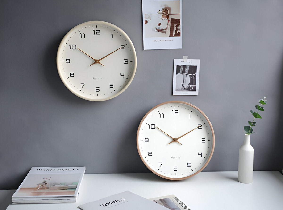 Horloge murale ronde en bois, style scandinave, 25 ou 30 cm