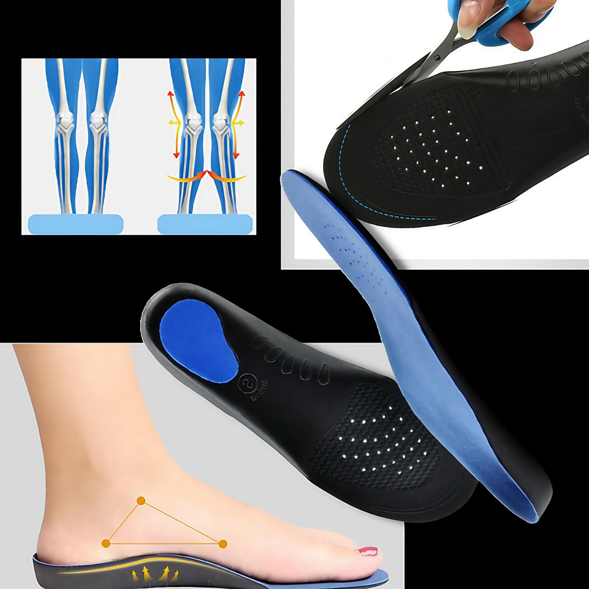 Semelles orthopédiques en EVA, soutien de voûte, du XS au XL