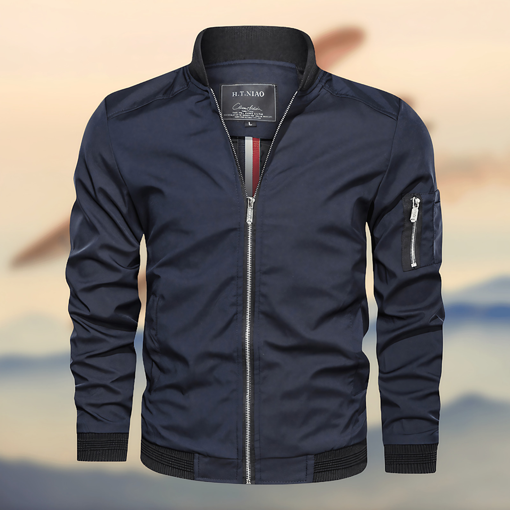 Blouson bomber homme à bords côtelés, cinq coloris, bleu