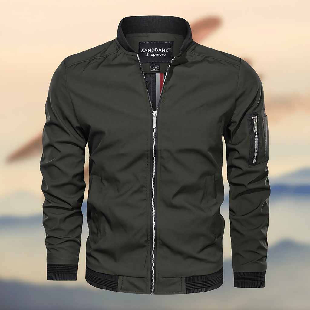 Blouson bomber homme à bords côtelés, cinq coloris, vert