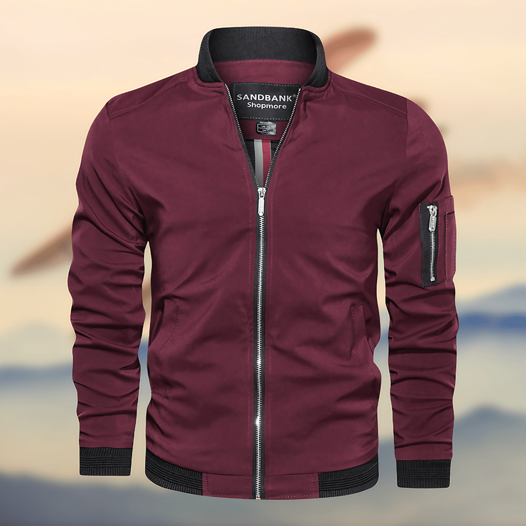Blouson bomber homme à bords côtelés, cinq coloris, gris foncé