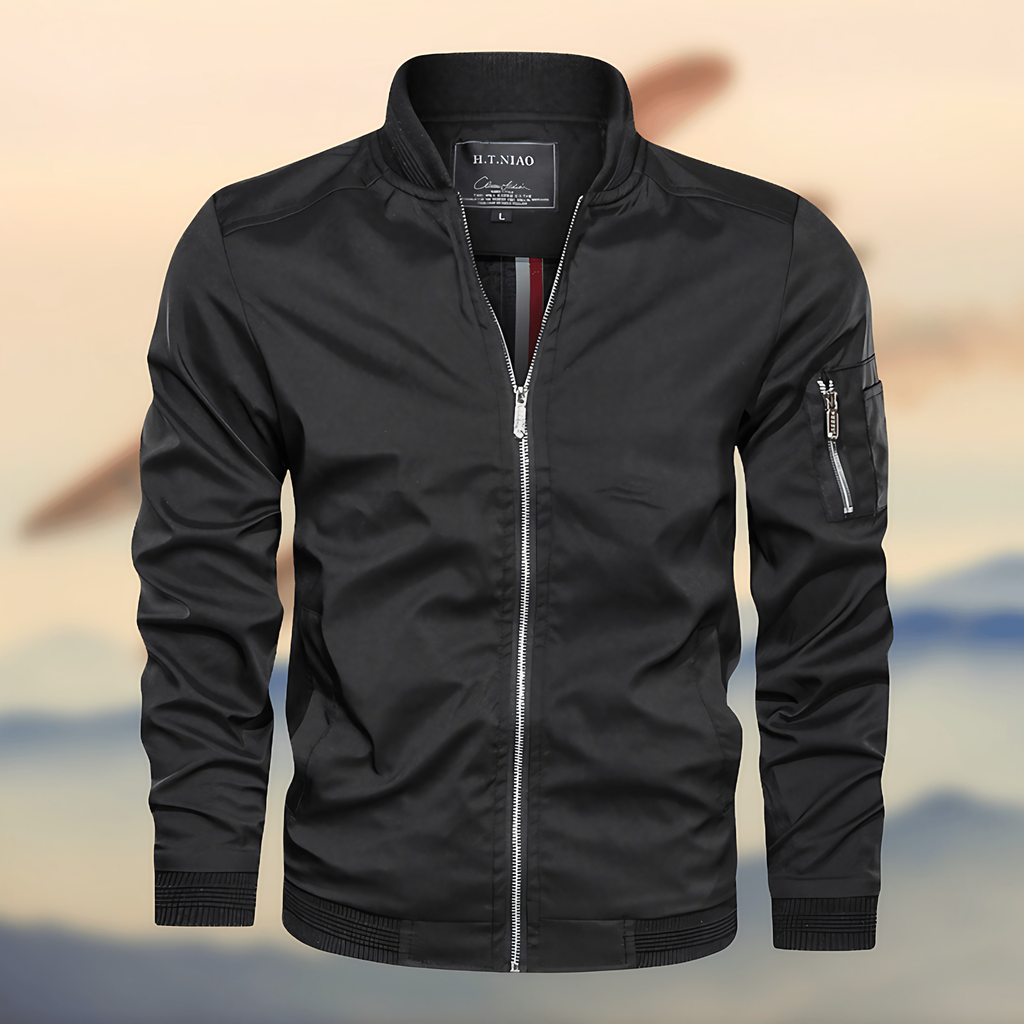 Blouson bomber homme à bords côtelés, cinq coloris, noir