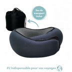 Oreiller de voyage en mousse à mémoire de forme, avec housse, bleu