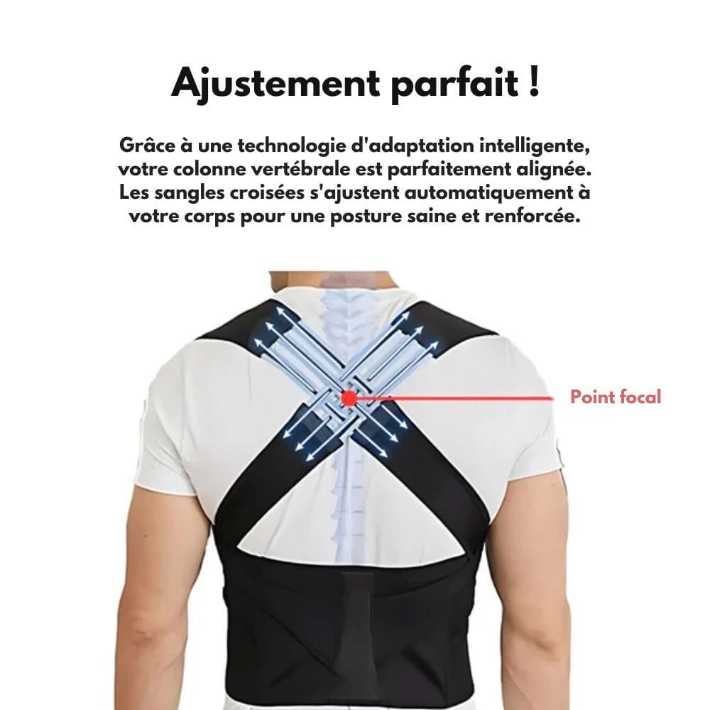 Correcteur de posture adulte à sangles réglables, du XS au L