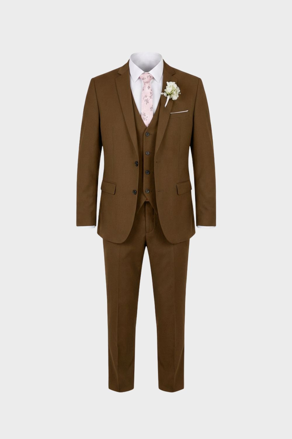 Costume homme trois pièces avec gilet, dix coloris, S au 6XL, marron