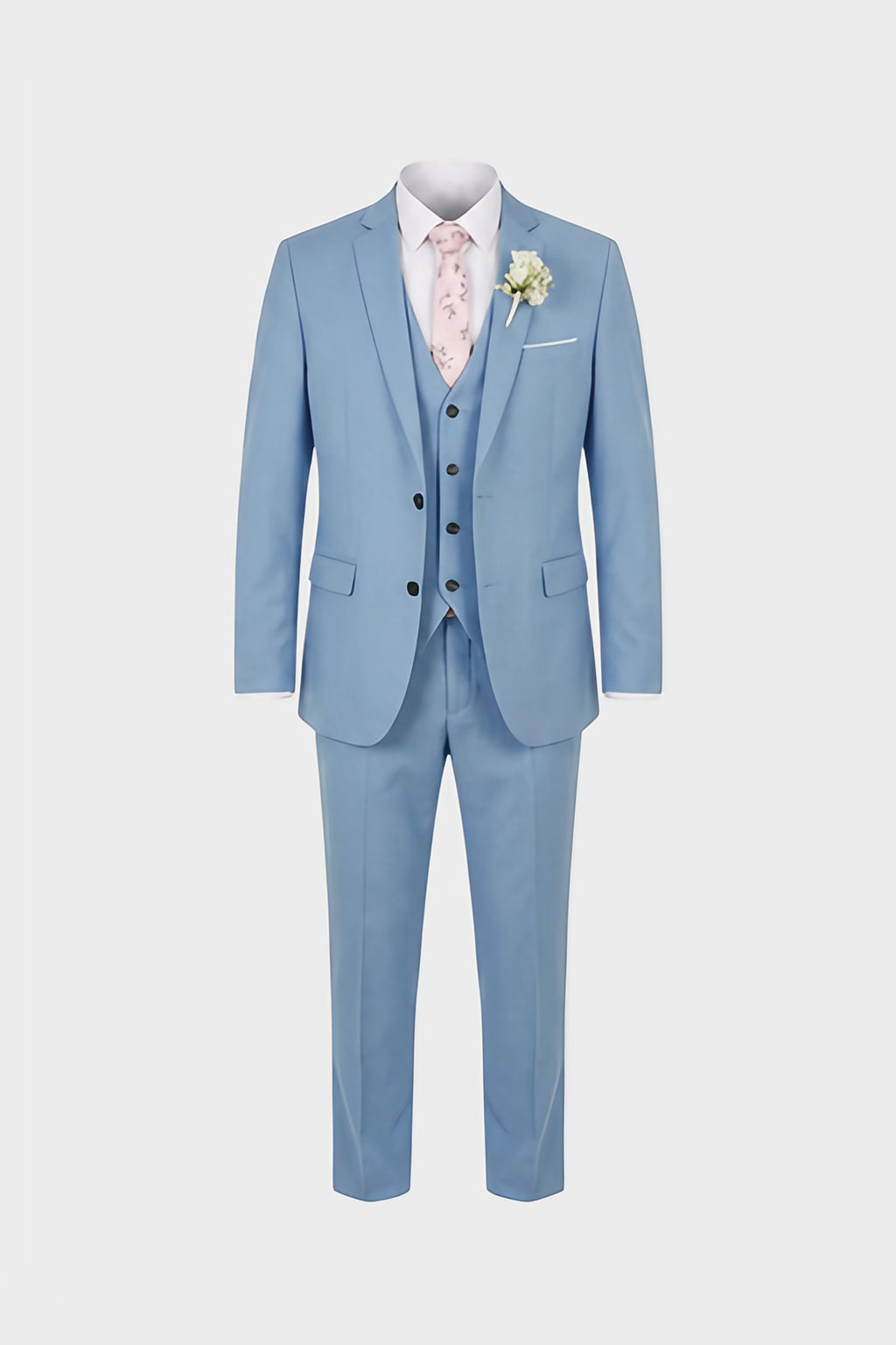 Costume homme trois pièces avec gilet, dix coloris, S au 6XL, bleu clair