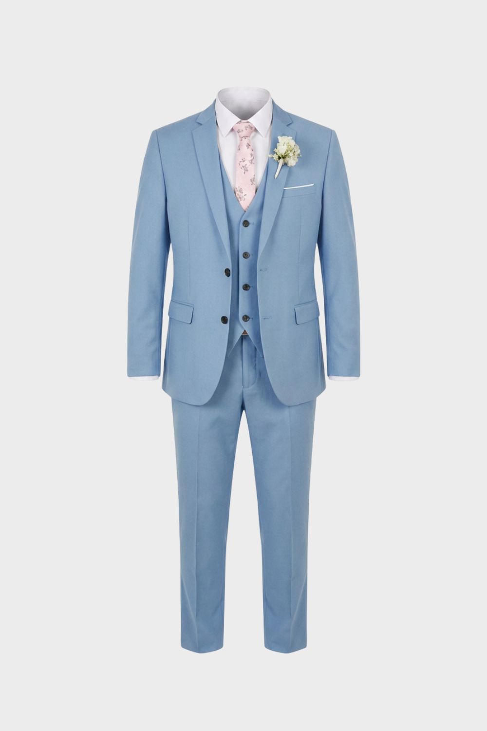 Costume homme trois pièces avec gilet, dix coloris, S au 6XL, bleu clair