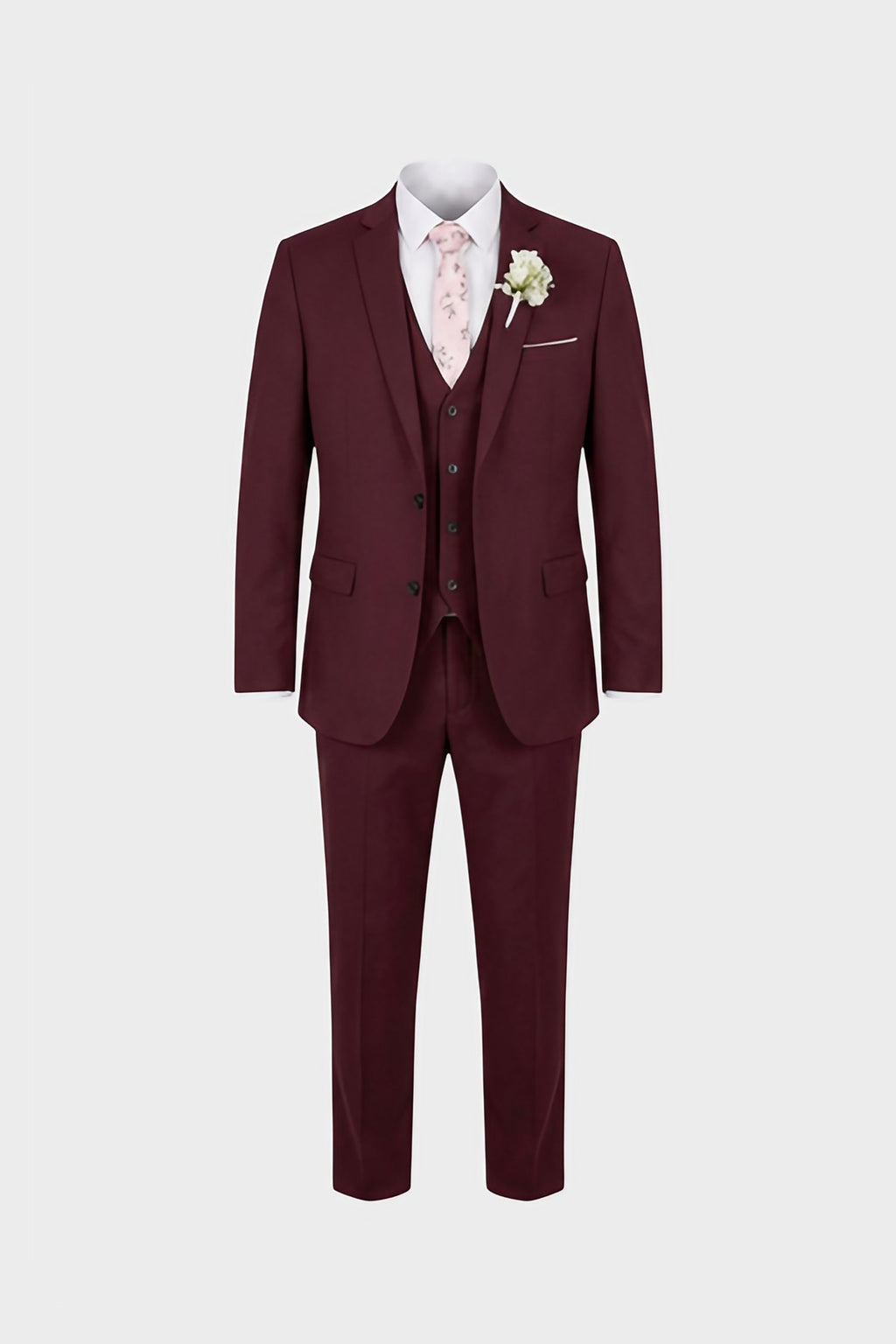 Costume homme trois pièces avec gilet, dix coloris, S au 6XL, bordeaux