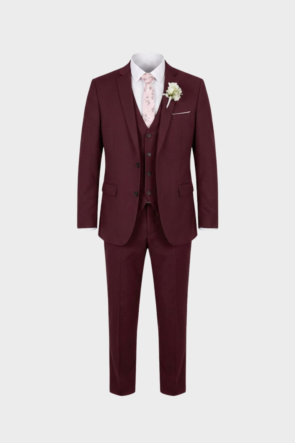Costume homme trois pièces avec gilet, dix coloris, S au 6XL, bordeaux
