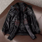 Veste de motard homme, crâne brodé au dos, du S au 6XL