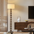 Lampadaire LED en fer et tissu, 148 cm, finition noyer, noyer