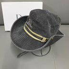 Chapeau de soleil femme à bord large, pliable et réglable, noir