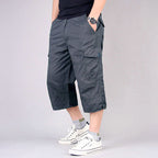 Short cargo homme coupe longue à poches, six coloris, du M au 4XL, gris clair