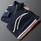 Ensemble jogging femme, haut demi-zip et pantalon à cordon, bleu